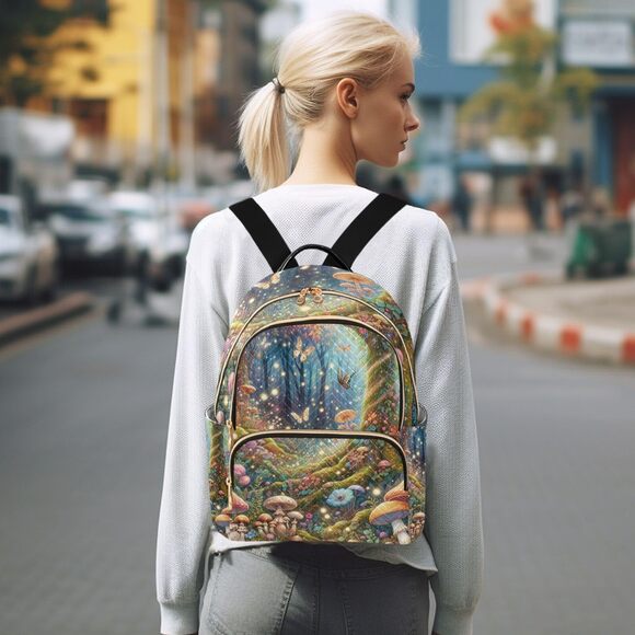 5594 Mini Backpack Fairyland Forest Mushrooms Mini Backpack Purse